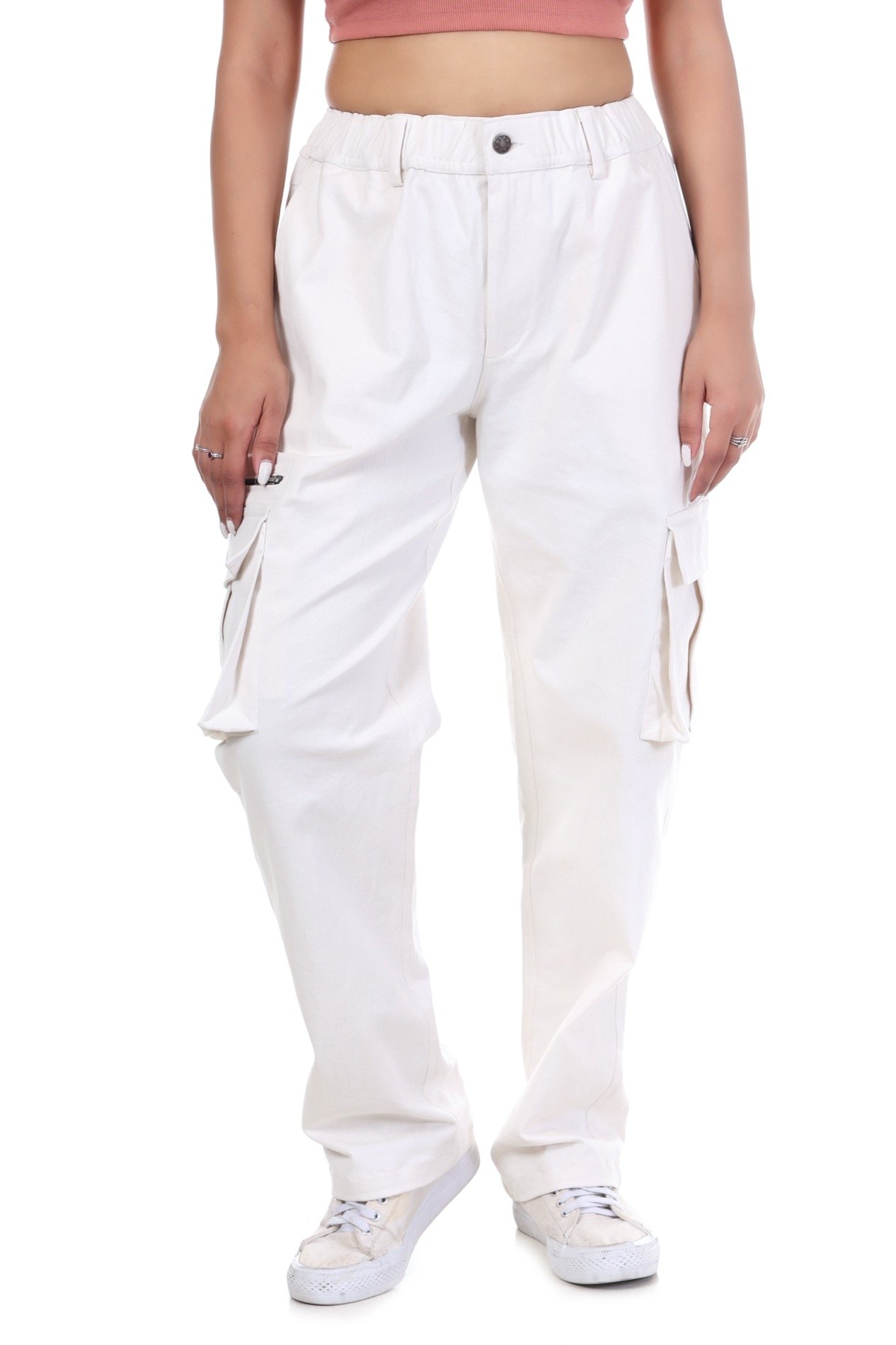 Essential Cargo Pants Women – Relaxed Fit – Morning White