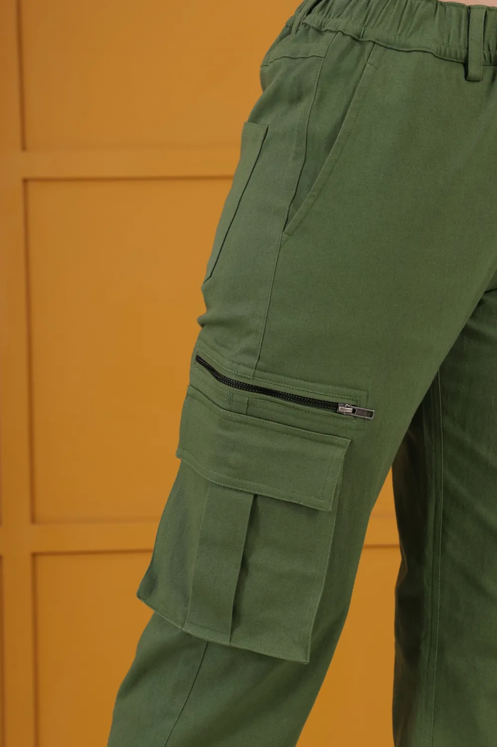Essential Cargo Pants Women – Relaxed Fit – Olive Green