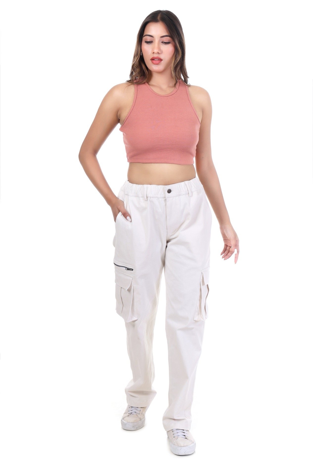 Essential Cargo Pants Women – Relaxed Fit – Morning White