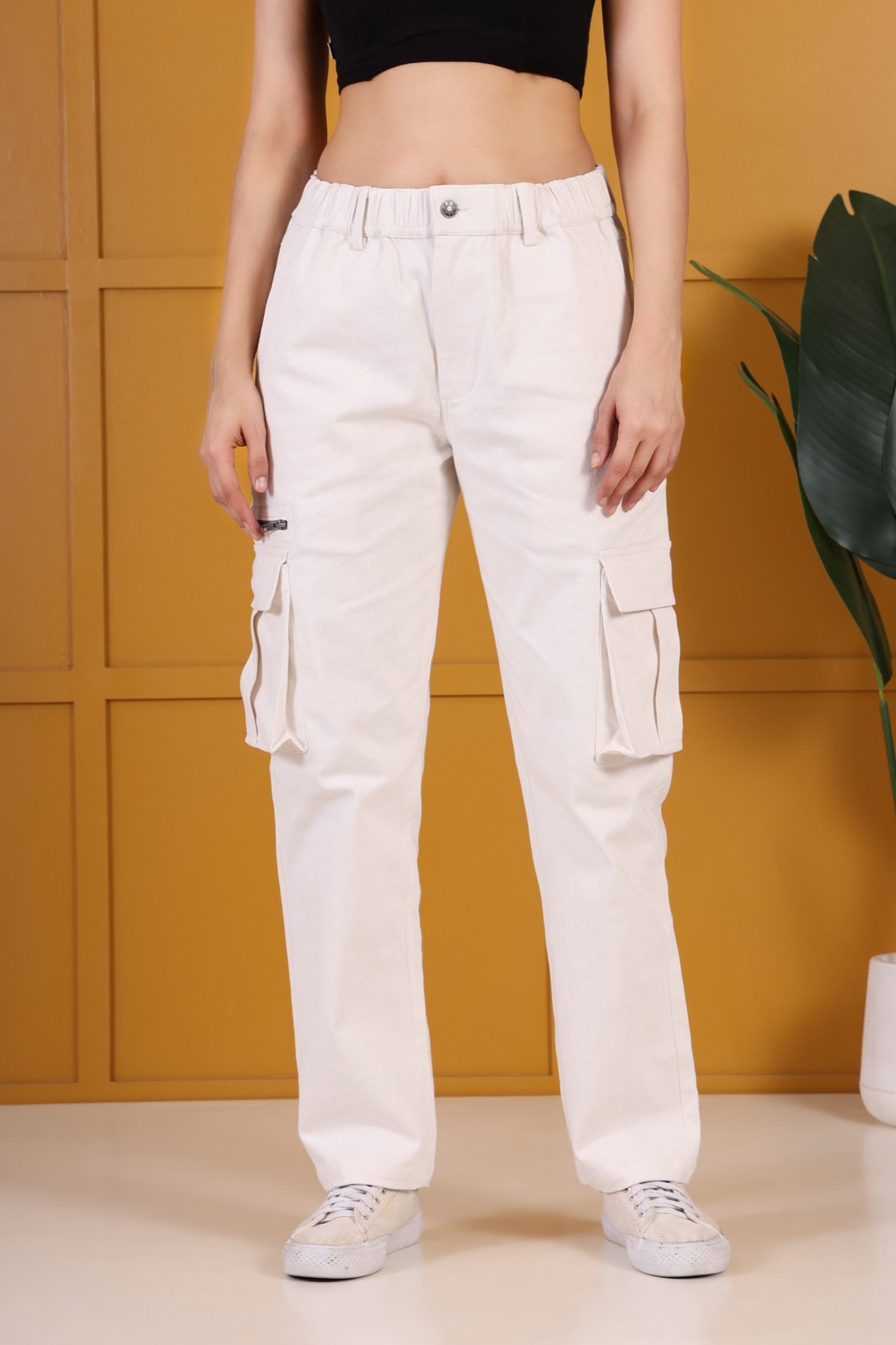 Essential Cargo Pants Women – Relaxed Fit – Stone White