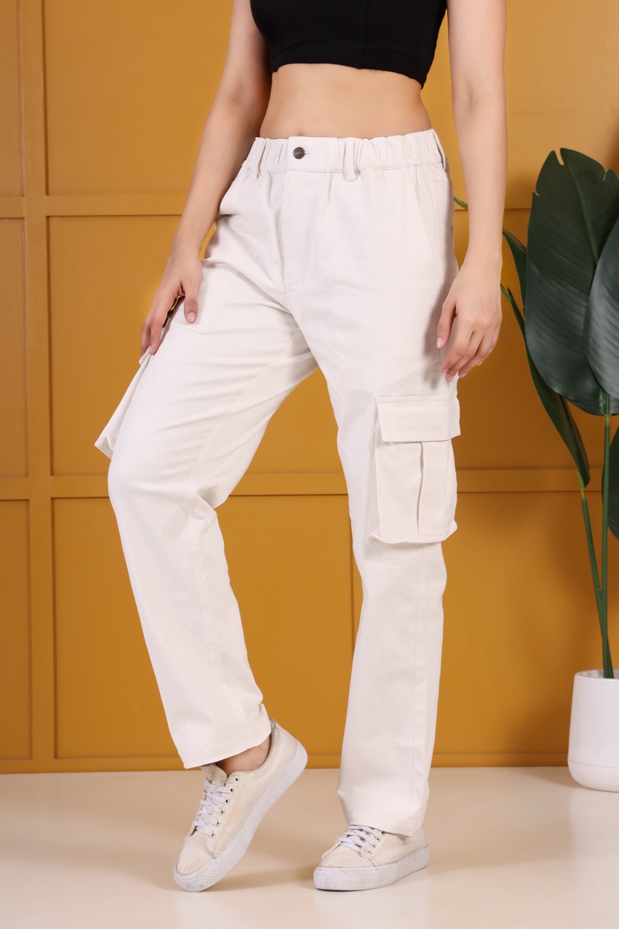 Essential Cargo Pants Women – Relaxed Fit – Stone White