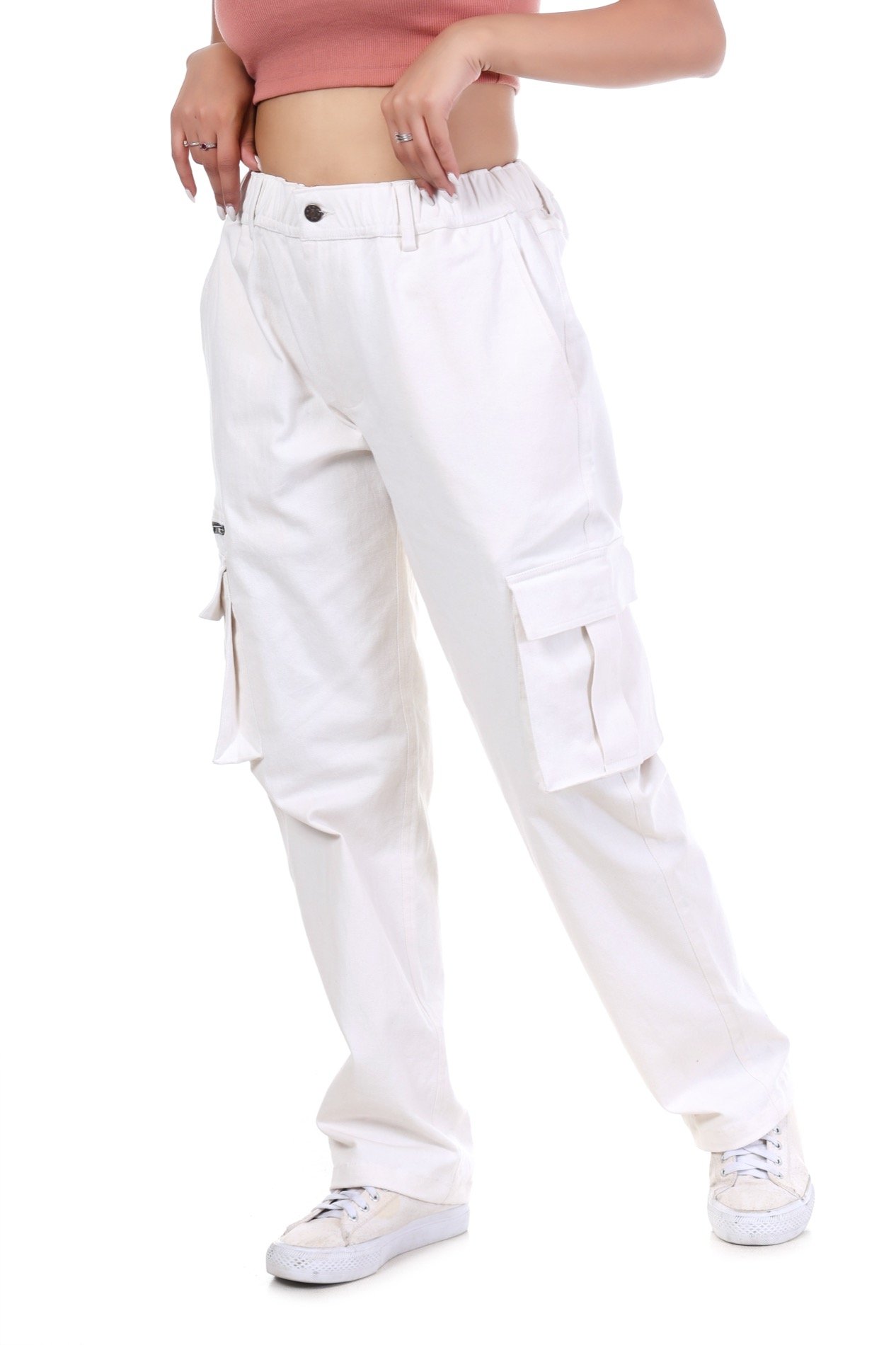Essential Cargo Pants Women – Relaxed Fit – Morning White
